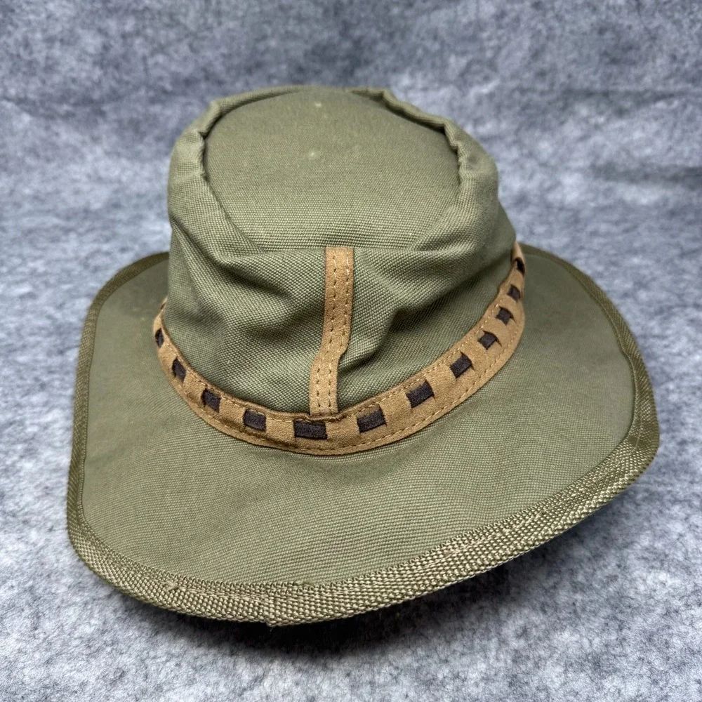 Rogue Leather Canvas Safari Explorer Kalahari Sand Hat Mens L with tag Green